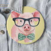 Hipster Roze Varken Ronde Button 6,0 Cm (In situ)