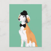 Hipster Saluki Puppy Dog in Pet en Bow Stropdas Briefkaart (Voorkant)