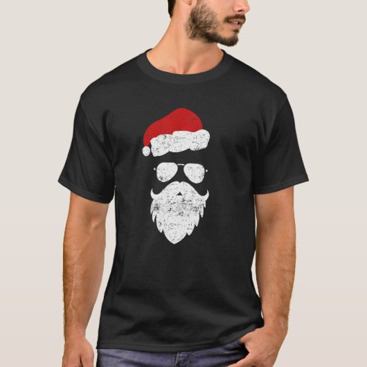 Hipster Santa Beard Aviator Sunglasses And Hat T-shirt (Voorkant)