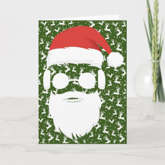 Hipster Santa Claus Reindeer Ugly Christmas Gift Feestdagen Kaart (Voorkant)