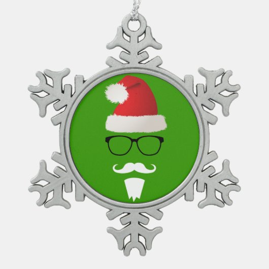 Hipster Santa Claus Tin Sneeuwvlok Ornament (Voorkant)