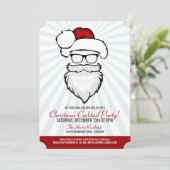 Hipster Santa Cocktail Party-uitnodigingen Kaart (Staand voorkant)