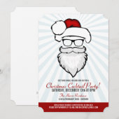 Hipster Santa Cocktail Party-uitnodigingen Kaart (Voorkant / Achterkant)