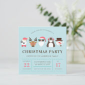 Hipster Santa & Friends kerstfeest uitnodiging (Staand voorkant)