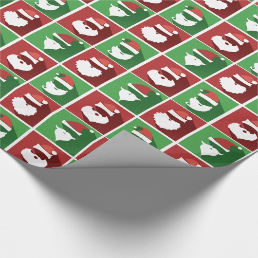 Hipster Santa Hat and Beard Wrapping Paper Cadeaupapier (Hoek)