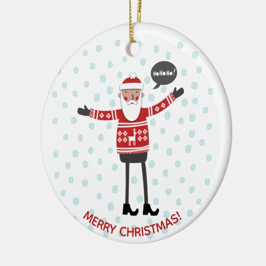 Hipster Santa Keramisch Ornament (Links)