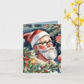 Hipster Santa & Kerstmis Cocktail Recept Vakantie Kaart (Gele Bloem)