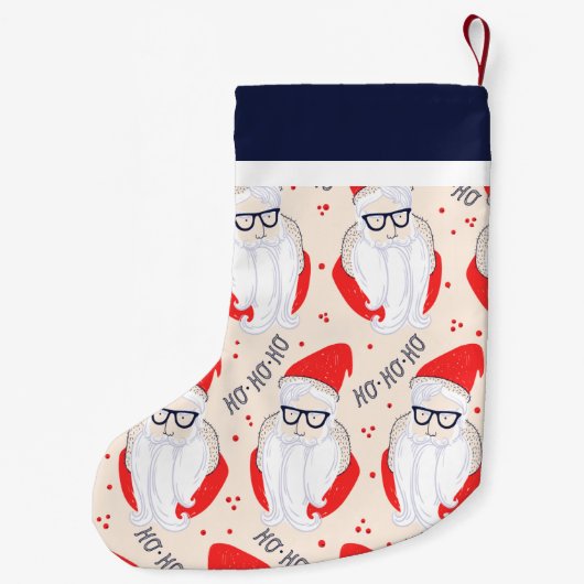 Hipster Santa Monogram Kleine Kerstsok (Achterkant)