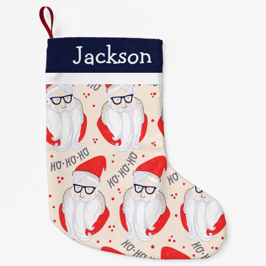 Hipster Santa Monogram Kleine Kerstsok (Voorkant)