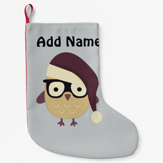 Hipster Santa Owl Kleine Kerstsok (Voorkant)