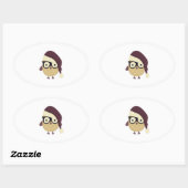 Hipster Santa Owl Ovale Sticker (Vel)