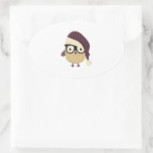 Hipster Santa Owl Ovale Sticker (Tas)