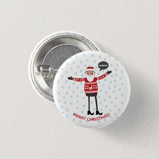 Hipster Santa Ronde Button 3,2 Cm (Voorkant /achterkant)