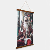 Hipster Santa slaat een Pose Peace Holiday vibes Hangend Wandkleed (Gebogen)