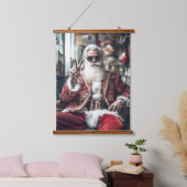 Hipster Santa slaat een Pose Peace Holiday vibes Hangend Wandkleed (Slaapkamer)