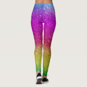 Hipster schattig helder roze magenta glitter regen leggings (Achterkant)