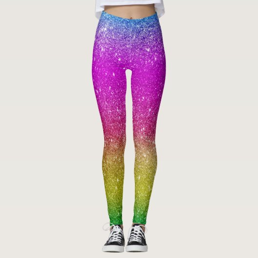 Hipster schattig helder roze magenta glitter regen leggings (Voorkant)