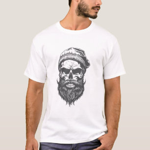 Hipster Schedel Baard Illustratie T-shirt