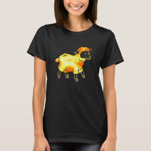 Hipster Sheep Sinaasappel Retro Sheep Owner Des T-shirt