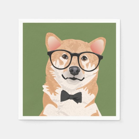 Hipster Shiba Inu Paper Napkin Party Servetten (Voorkant)