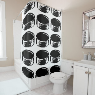 HIPSTER SHOWER CURTAE HOCKEY PUCK PATTERN DOUCHEGORDIJN