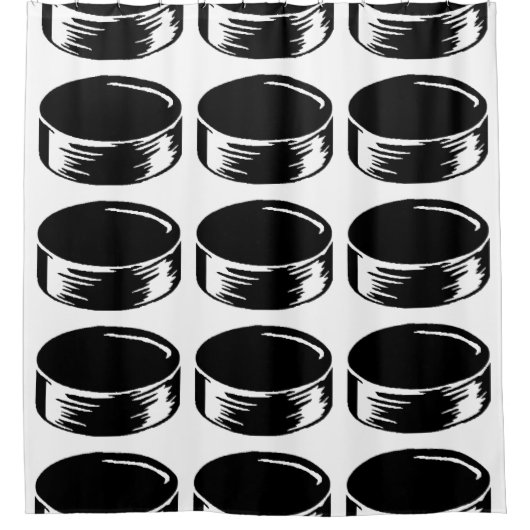HIPSTER SHOWER CURTAE HOCKEY PUCK PATTERN DOUCHEGORDIJN (Voorkant)
