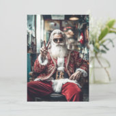 Hipster Sinterklaas Slaat een Houding Aan Vredige  Feestdagenkaart (Staand voorkant)