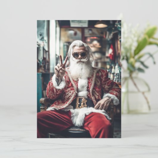 Hipster Sinterklaas Slaat een Houding Aan Vredige  Feestdagenkaart (Staand voorkant)
