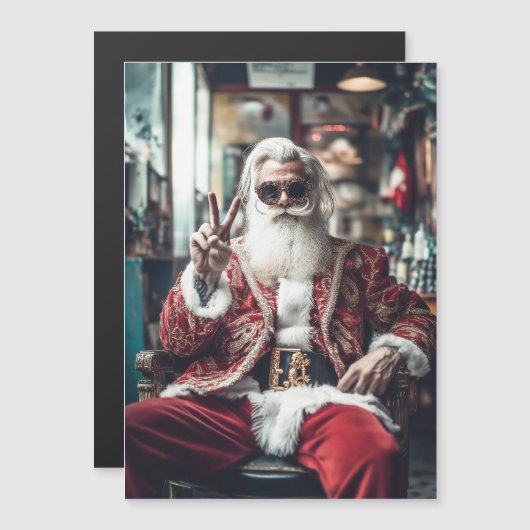Hipster Sinterklaas slaat een pose neer vreedzame  (Voorkant / Achterkant)