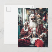 Hipster Sinterklaas slaat een pose voor vreedzame Feestdagenkaart (Voorkant / Achterkant)