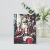 Hipster Sinterklaas Slaat een Positie Vrede Feeste Feestdagenkaart (Staand voorkant)