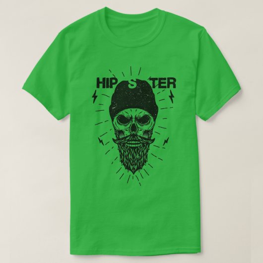 Hipster Skull Beanie en Beard Classic TShirt (Design voorkant)