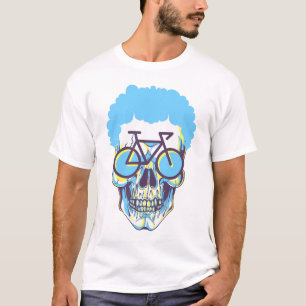 Hipster Skull Bike Moderne Witte Kunst Illustratie T-shirt