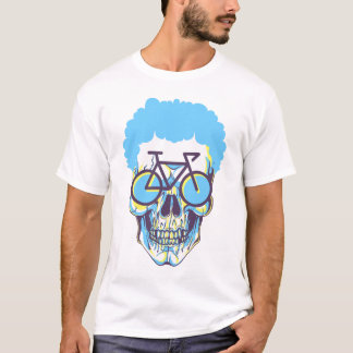 Hipster Skull Bike Moderne Witte Kunst Illustratie T-shirt