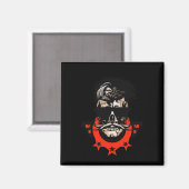 Hipster Skull Mustache Circle Logo Skull Sungles S Magneet (Voorkant / Achterkant)