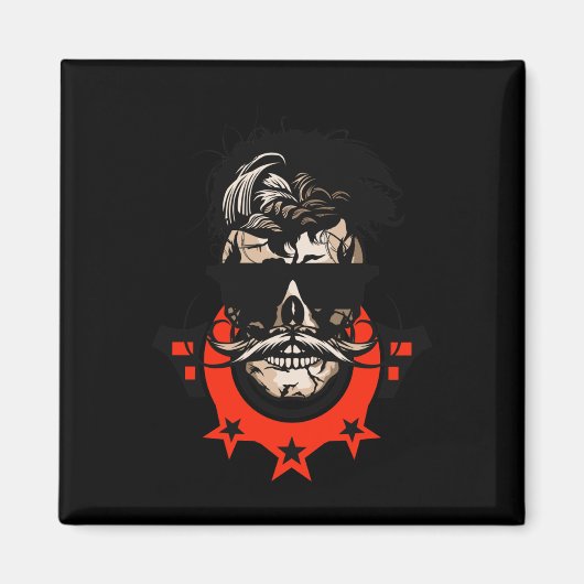 Hipster Skull Mustache Circle Logo Skull Sungles S Magneet (Voorkant)