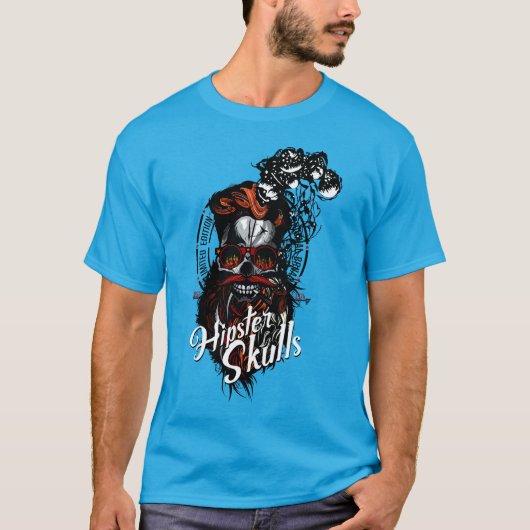 Hipster_skull_pipe_tete_de_dode_crane_fumer_barbu_ T-shirt (Voorkant)