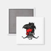 Hipster Skull Punk snor Skull Mustached Lightn Magneet (Voorkant / Achterkant)