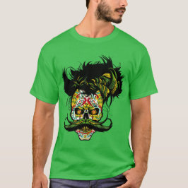 hipster skulls Death Crane Mexican Mostac T-shirt