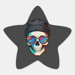 Hipster Skully Ster Sticker
