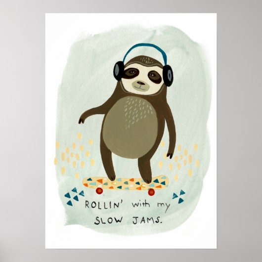 Hipster-sleuf | Rollin' met mijn trage Jams Poster (Voorkant)
