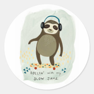 Hipster-sleuf Rollin' met mijn trage Jams Ronde Sticker