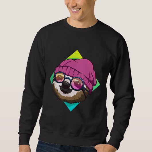 Hipster Sloth Cute Sloths Ideeën Mannen Vrouwen Trui (Voorkant)