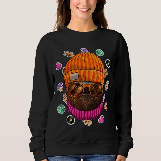 Hipster Sloth Geek Nerd Glasses Animal Love Peace Trui (Voorkant)
