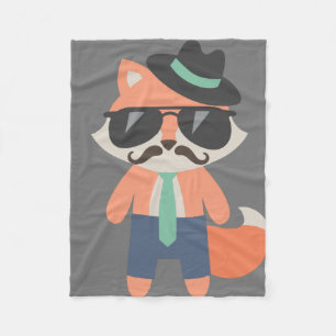 Hipster snor Mr Cool Fox Baby Fleece Deken