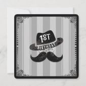 Hipster Snorhaar Hoed Bril 1e Verjaardagsfeestje Kaart (Achterkant)