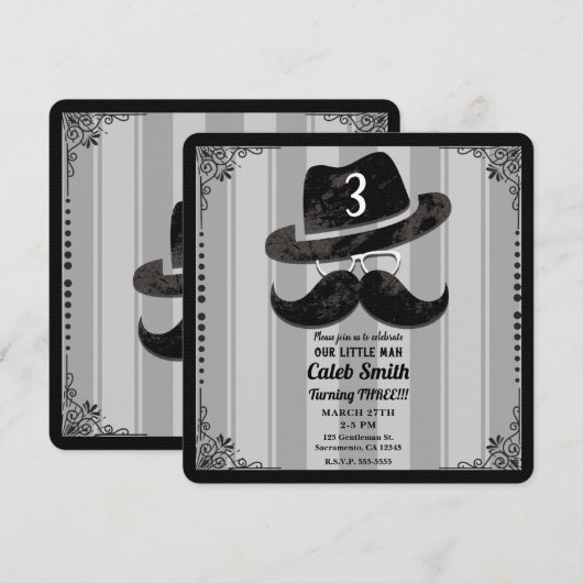 Hipster Snorhaar Hoed Bril Verjaardagsfeestje Kaart (Voorkant / Achterkant)