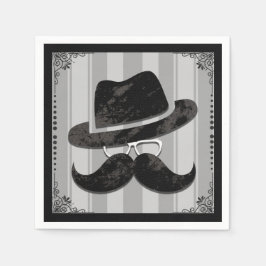 Hipster Snorhaar Hoed Bril Verjaardagsfeestje Servet