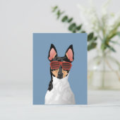Hipster Speelgoed Fox Terrier Briefkaart voor Hond (Staand voorkant)