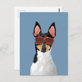 Hipster Speelgoed Fox Terrier Briefkaart voor Hond (Voorkant / Achterkant)